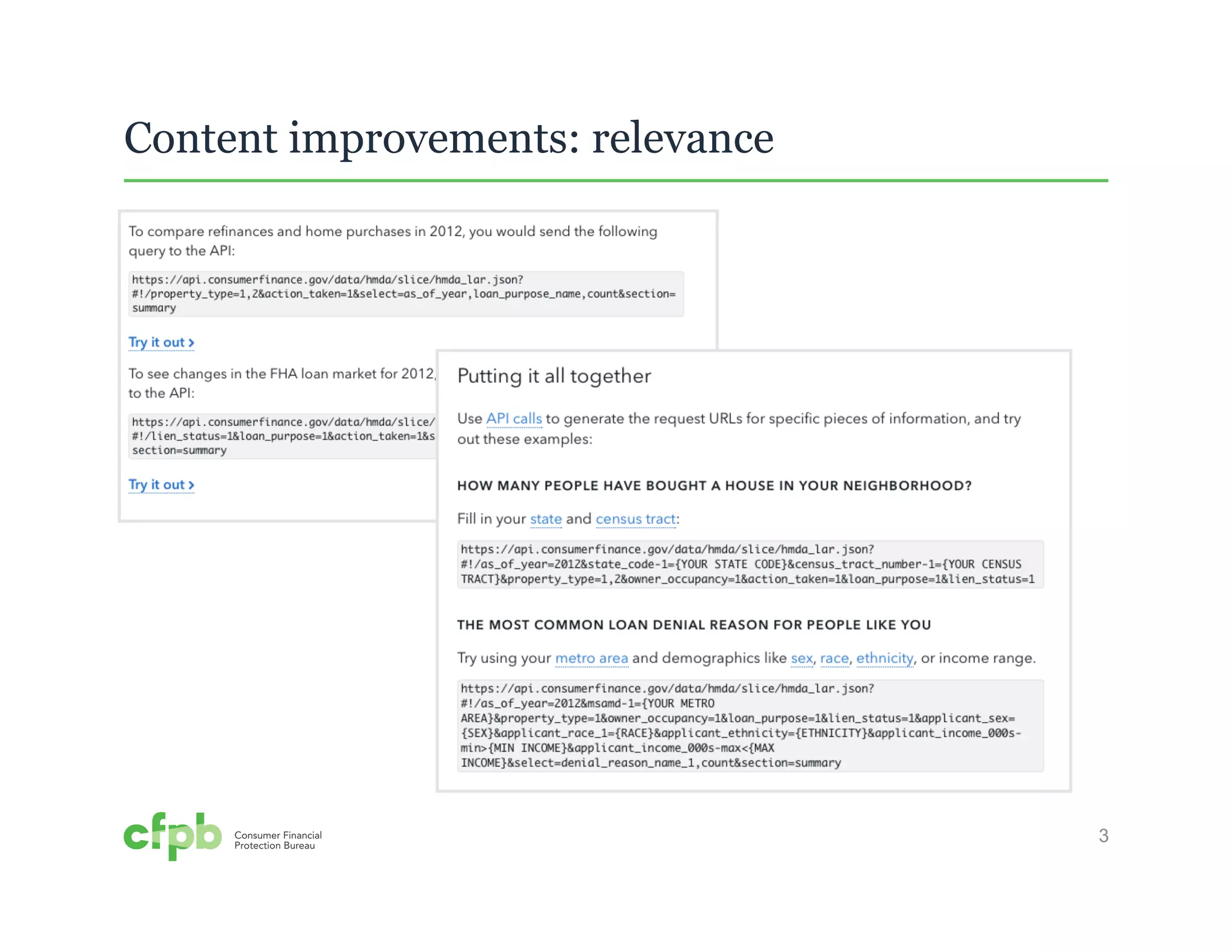 3 
Content improvements: relevance 
 