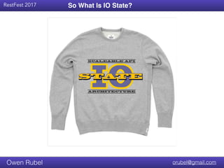 Title Text
RestFest 2017
orubel@gmail.comOwen Rubel
So What Is IO State?
 