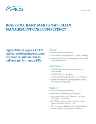 Ingersoll Rand APICS Standards Improve Customer Experience Delivery 86