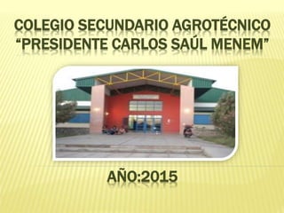 COLEGIO SECUNDARIO AGROTÉCNICO
“PRESIDENTE CARLOS SAÚL MENEM”
AÑO:2015
 
