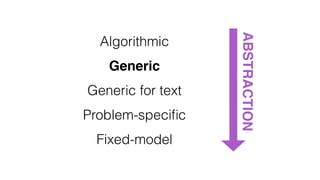 ABSTRACTION
Algorithmic
Generic
Generic for text
Problem-speciﬁc
Fixed-model
 
