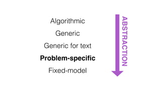 ABSTRACTION
Algorithmic
Generic
Generic for text
Problem-speciﬁc
Fixed-model
 
