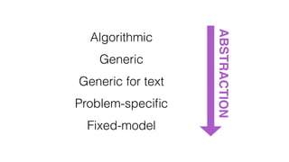 ABSTRACTION
Algorithmic
Generic
Generic for text
Problem-speciﬁc
Fixed-model
 