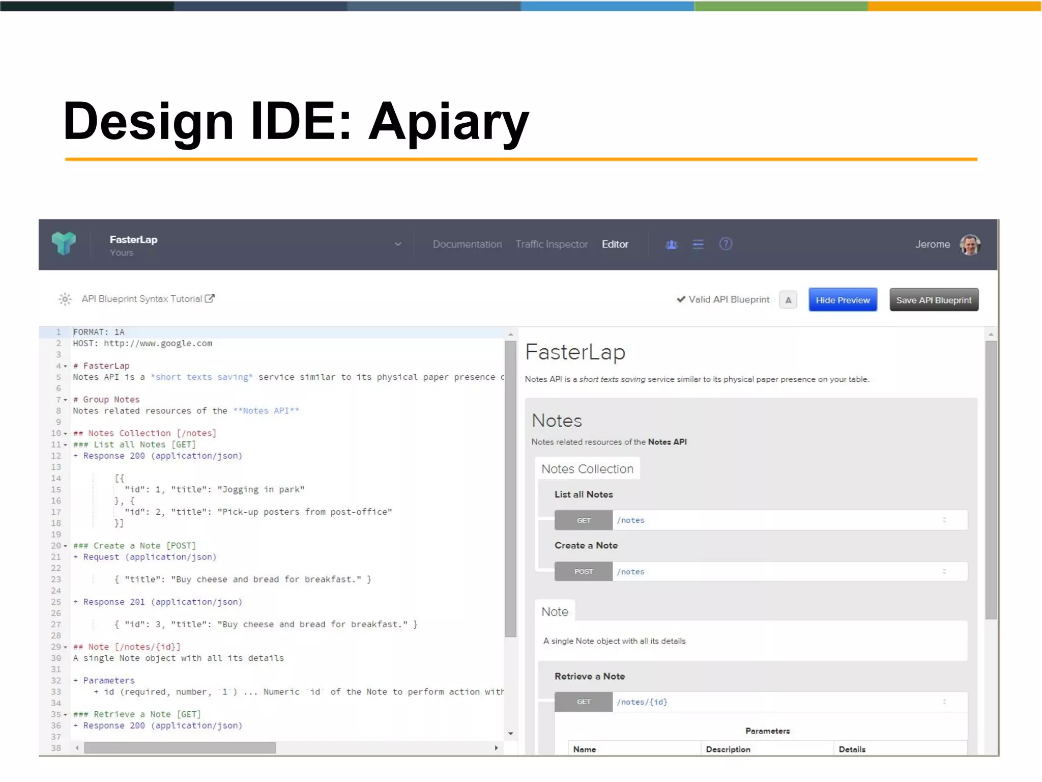 Design IDE: Apiary
 