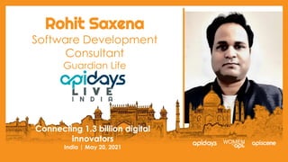 Rohit Saxena
Software Development
Consultant
Guardian Life
Connecting 1.3 billion digital
innovators
India | May 20, 2021
 