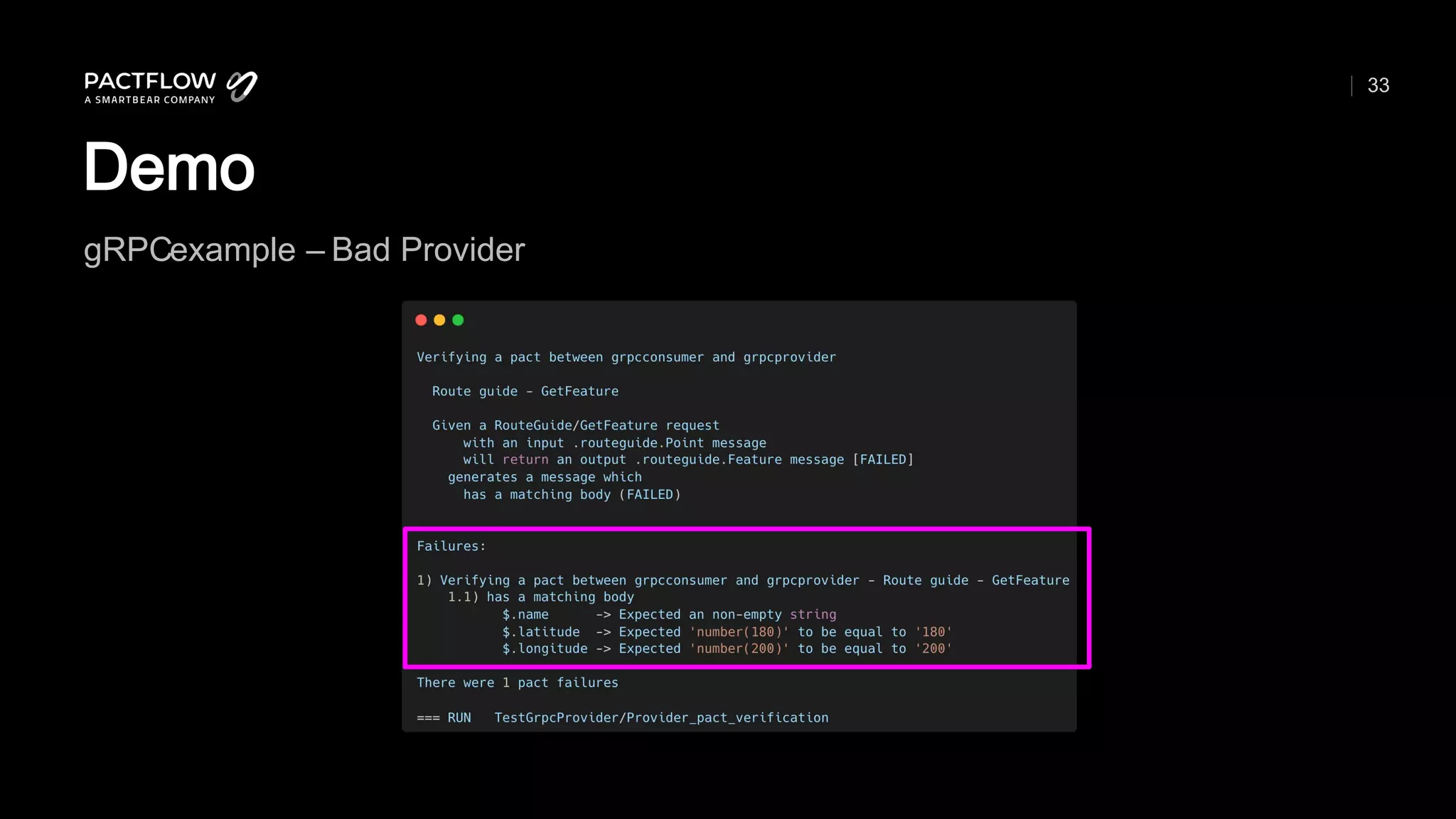 33
Demo
gRPCexample – Bad Provider
 