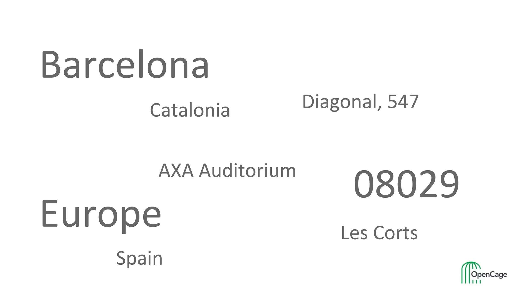 Barcelona
Diagonal, 547
08029
Catalonia
Europe
AXA Auditorium
Les Corts
Spain
 