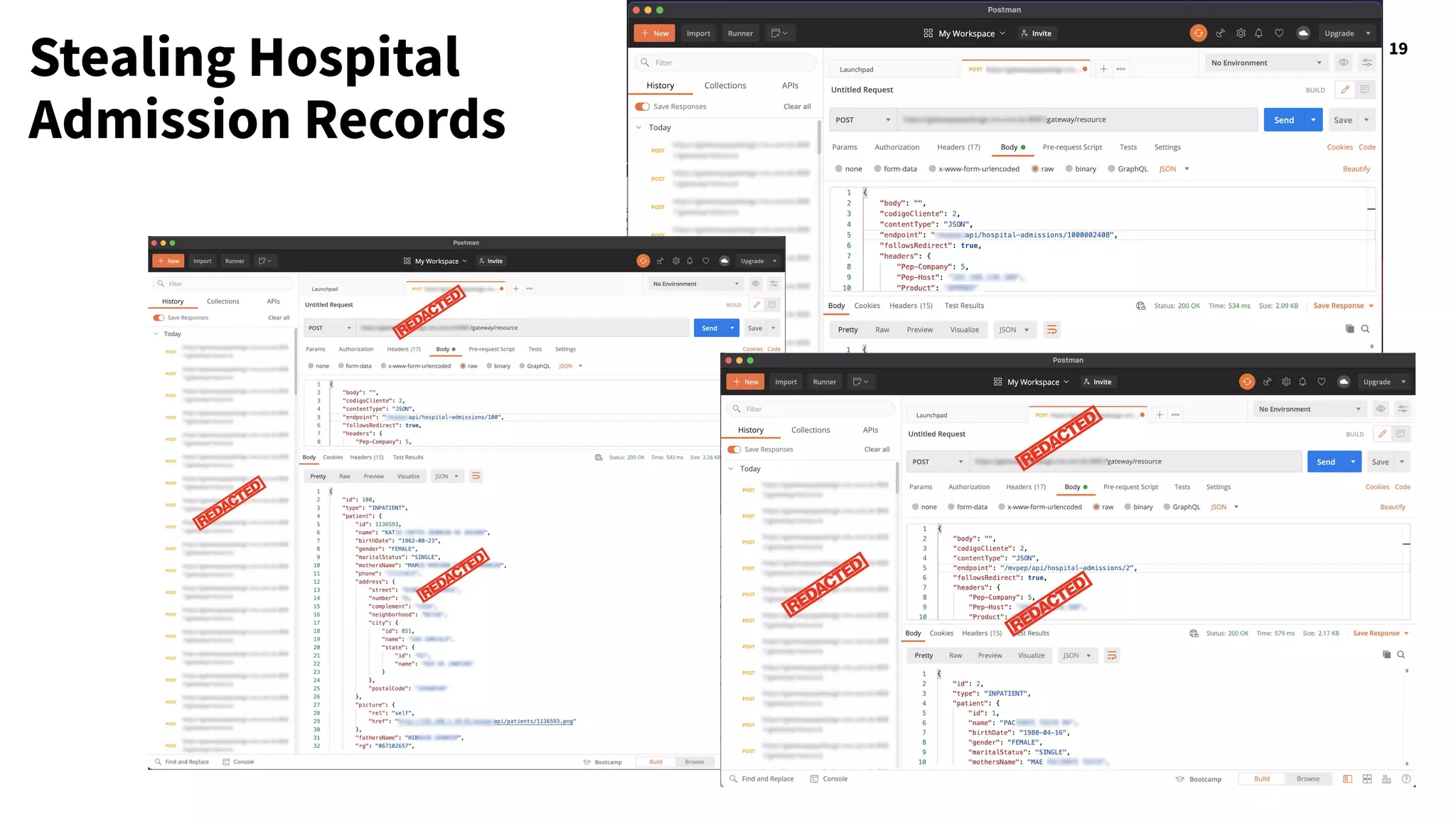 19
Stealing Hospital
Admission Records
 