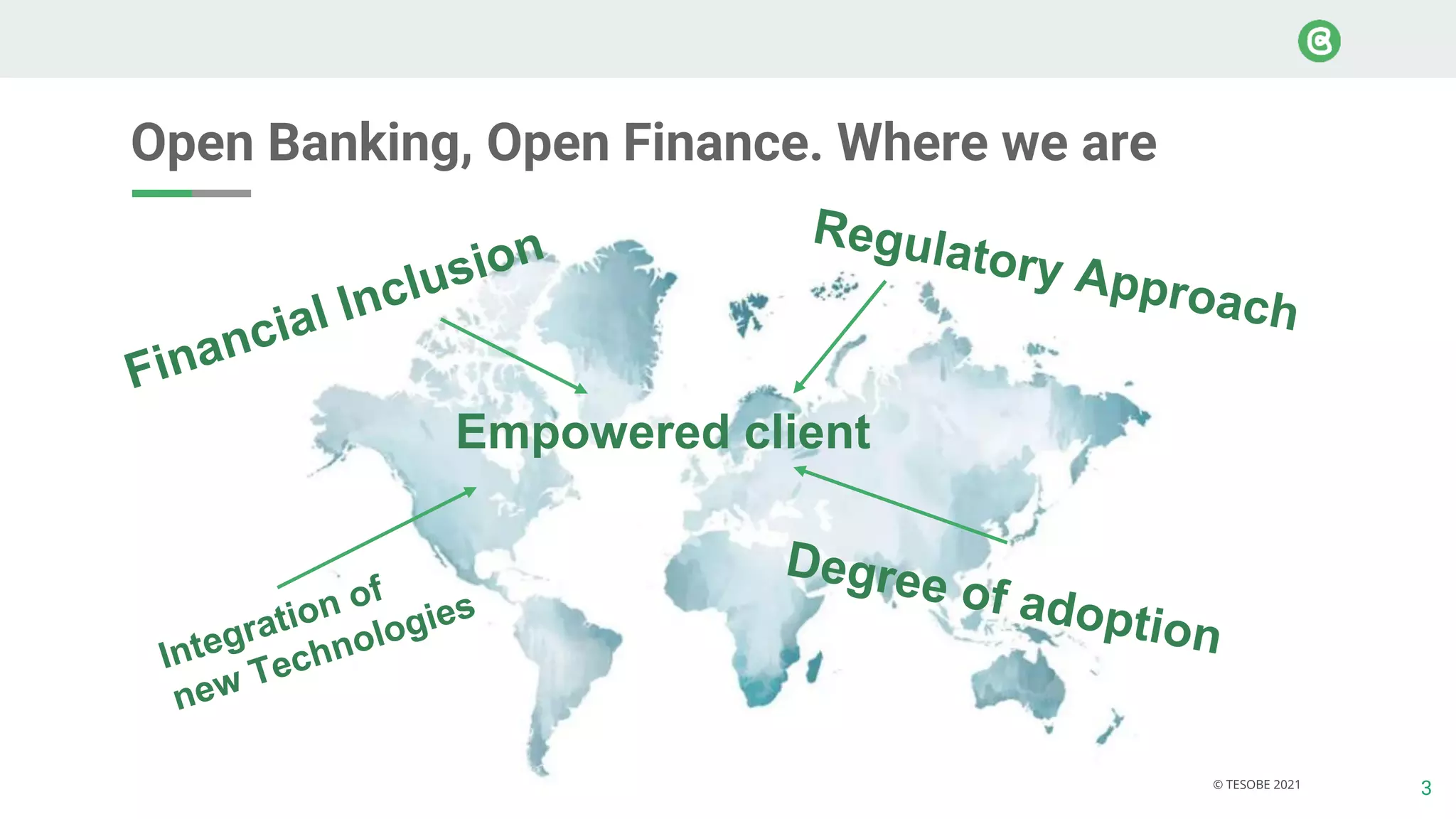 3
© TESOBE 2021
Open Banking, Open Finance. Where we are
Empowered client