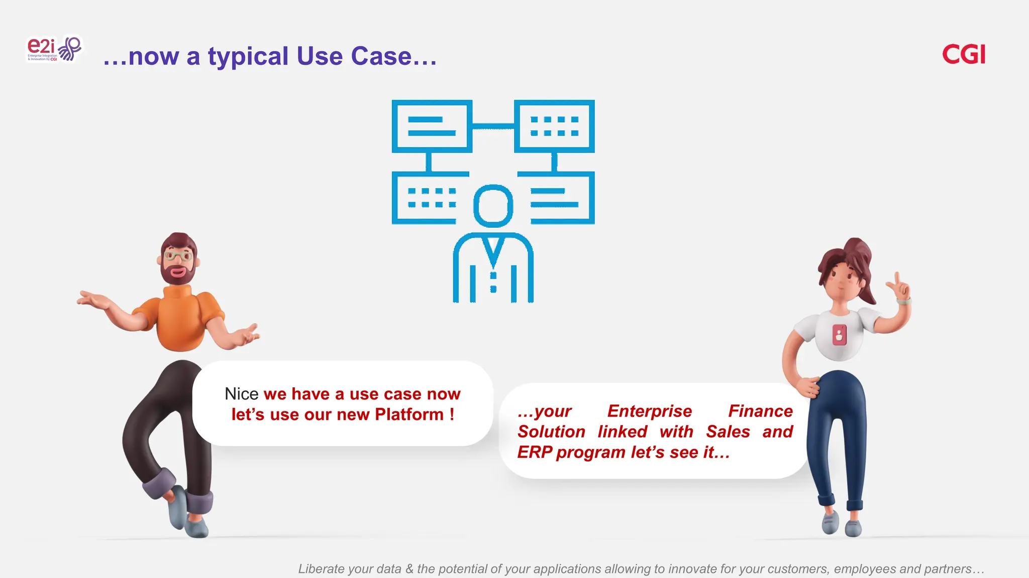 Liberate your data & the potential of your applications allowing to innovate for your customers, employees and partners…
…your Enterprise Finance
Solution linked with Sales and
ERP program let’s see it…
Nice we have a use case now
let’s use our new Platform !
…now a typical Use Case…
 