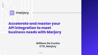 1 2023
William Da Cunha
CTO, Marjory
Accelerate and master your
API integration to meet
business needs with Marjory
 