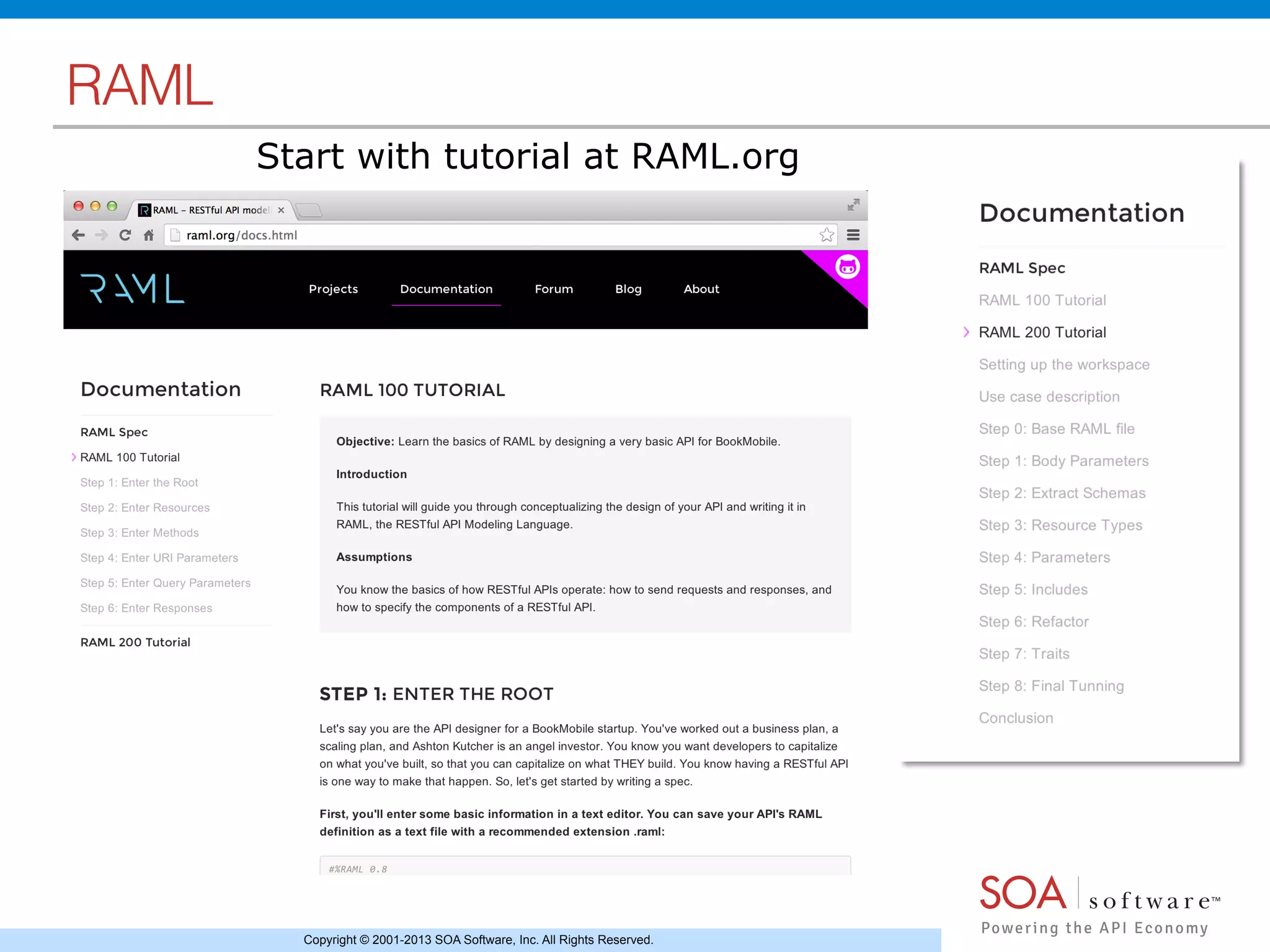 Copyright © 2001-2013 SOA Software, Inc. All Rights Reserved.
RAML!
Start with tutorial at RAML.org
 