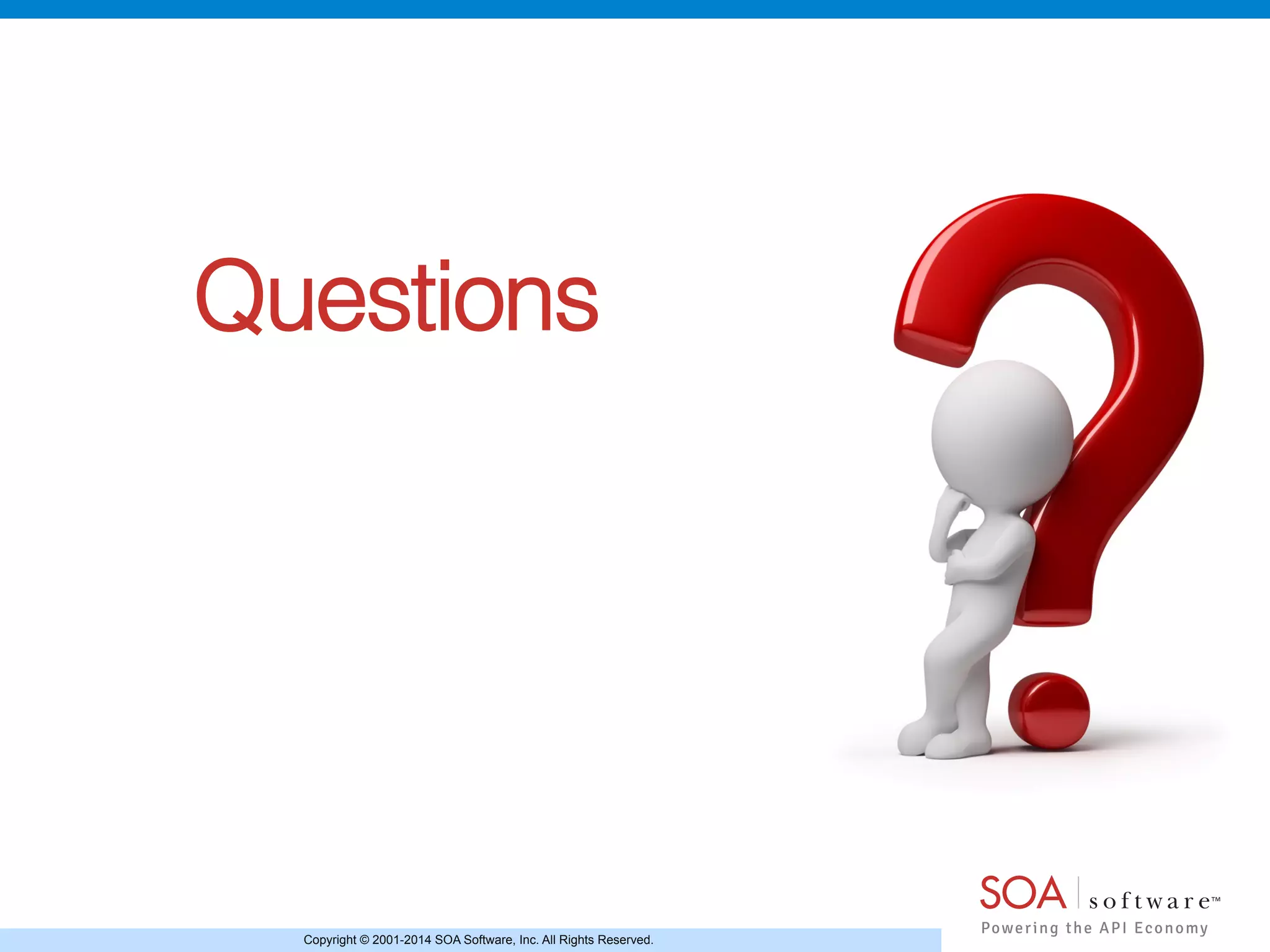 Copyright © 2001-2014 SOA Software, Inc. All Rights Reserved.
Questions!
 