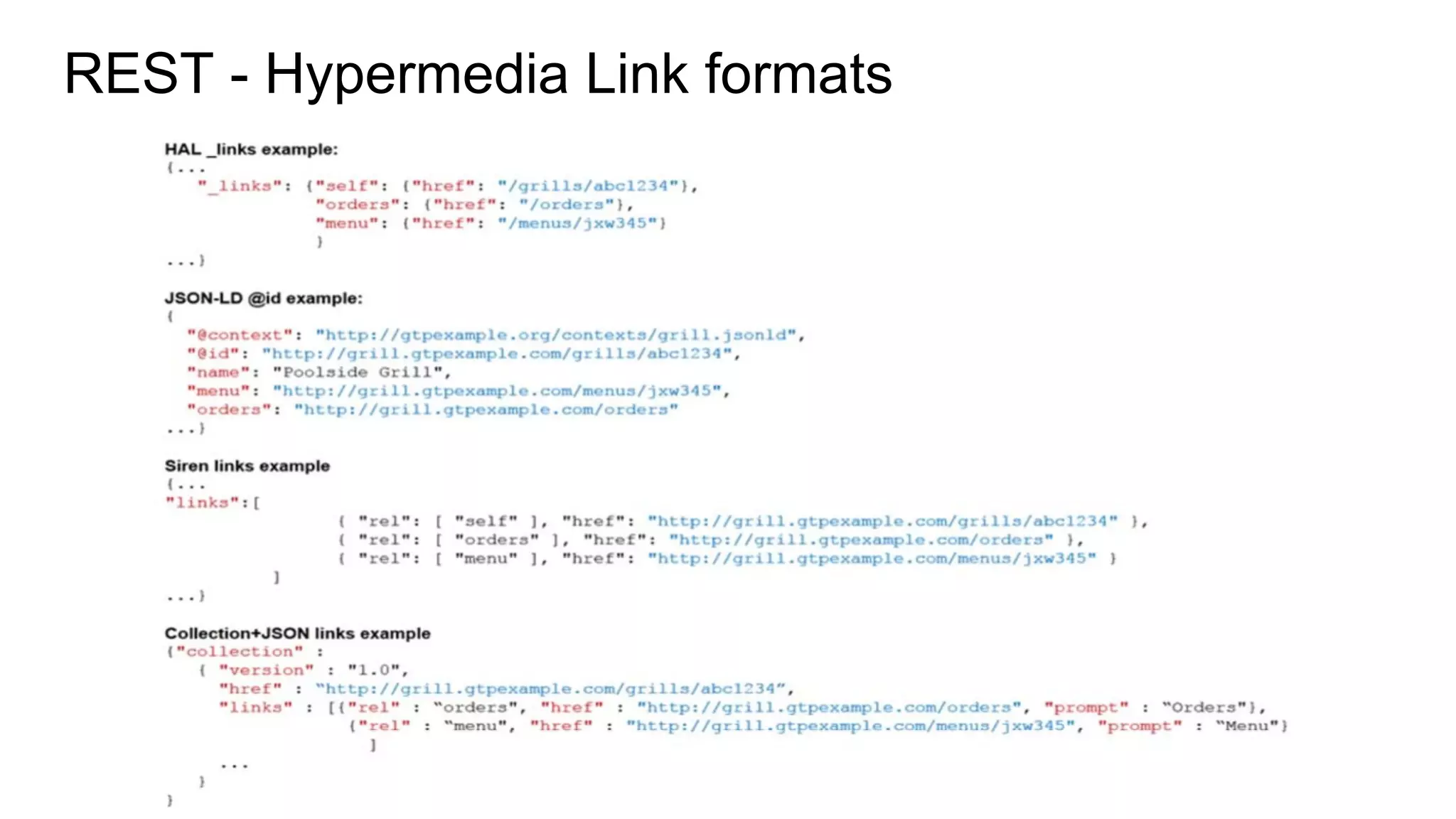 REST - Hypermedia Link formats
 