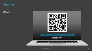 Demo
OData
16
https://youtu.be/hgW6LXyxw00
(Hebrew)
 