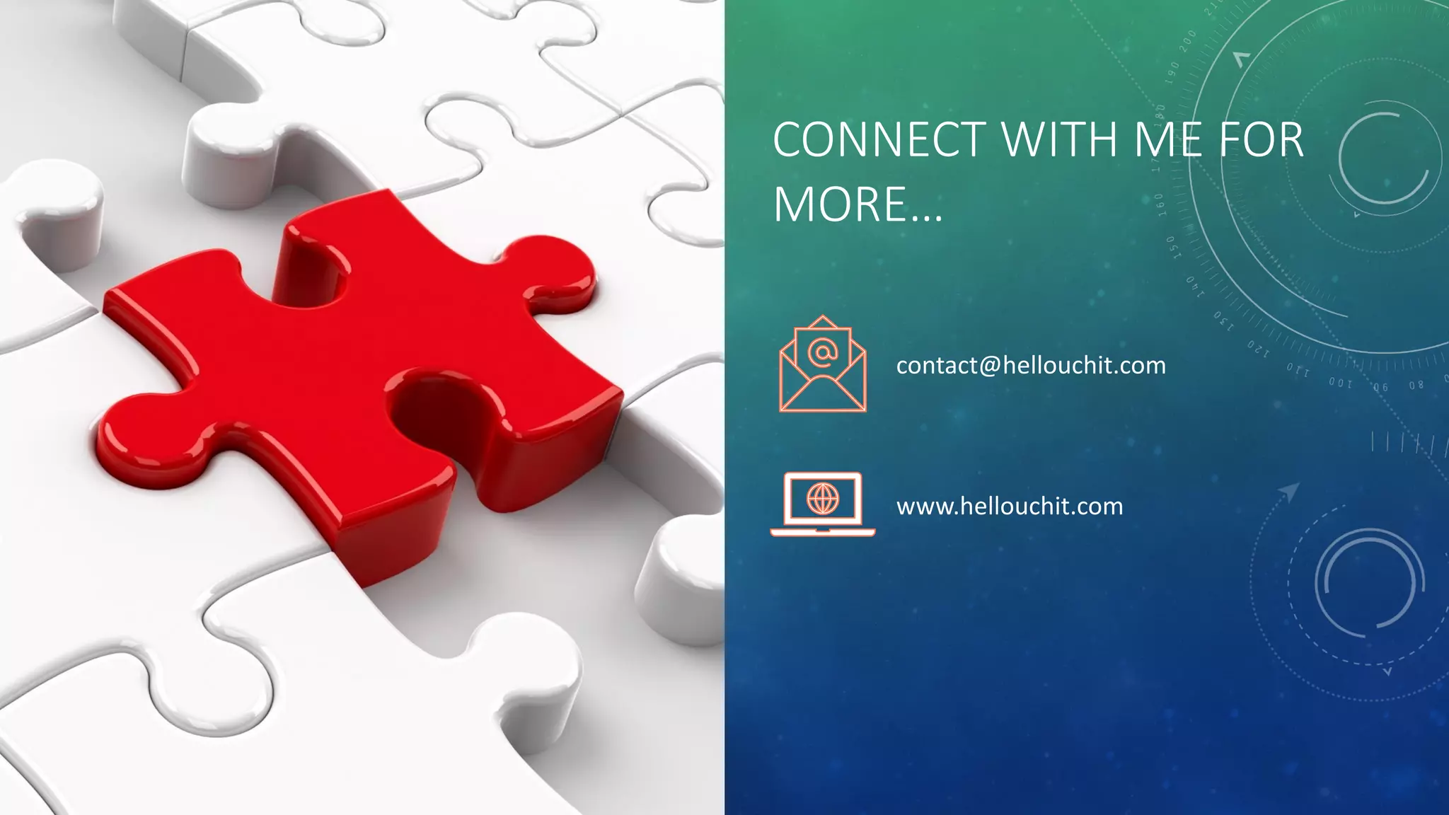 CONNECT WITH ME FOR
MORE…
contact@hellouchit.com
www.hellouchit.com
 