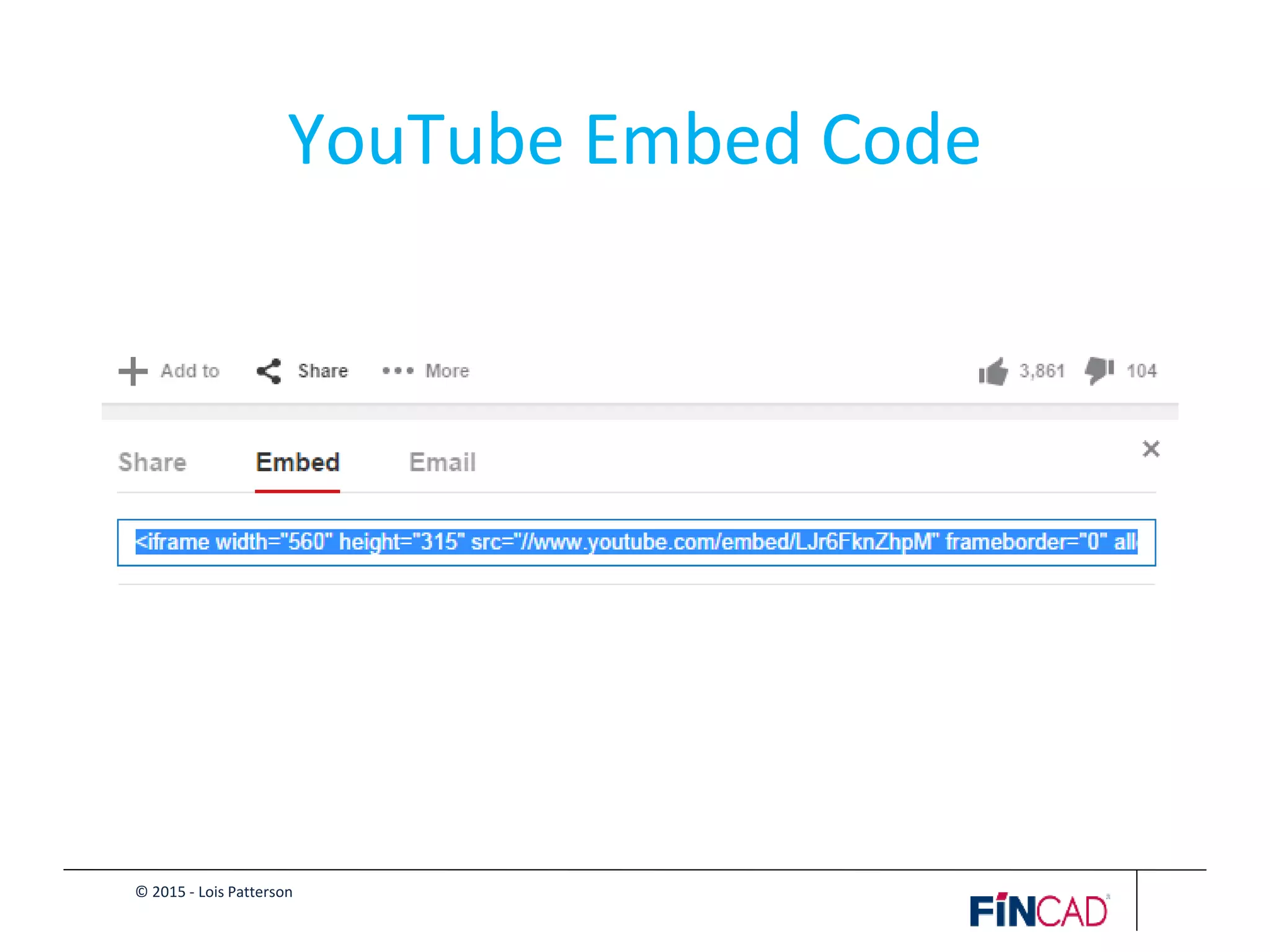 © 2015 - Lois Patterson
YouTube Embed Code
 