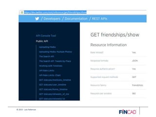 © 2015 - Lois Patterson
Twitter API doc page
 