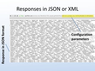 Responses in JSON or XML 
Configuration 
parameters 
Response in JSON format 
 