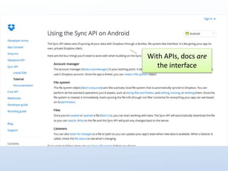 With APIs, docs are 
the interface 
 
