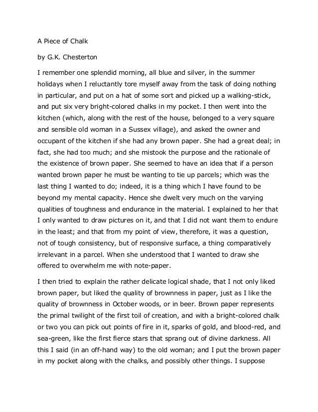 Gk chesterton essay a piece of chalk picture