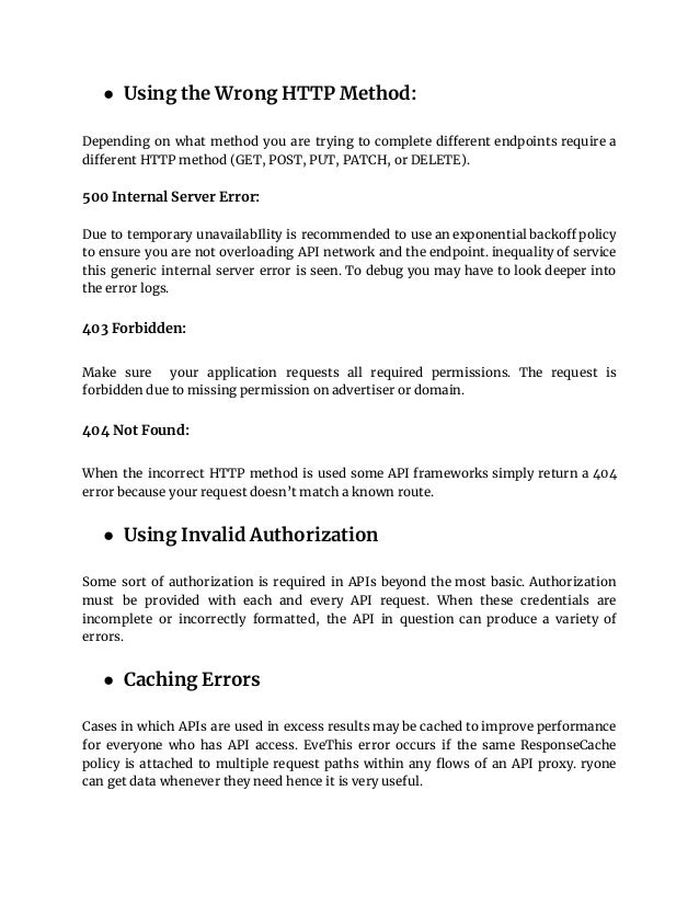 Most Commonly Seen API Errors (2022) | PDF