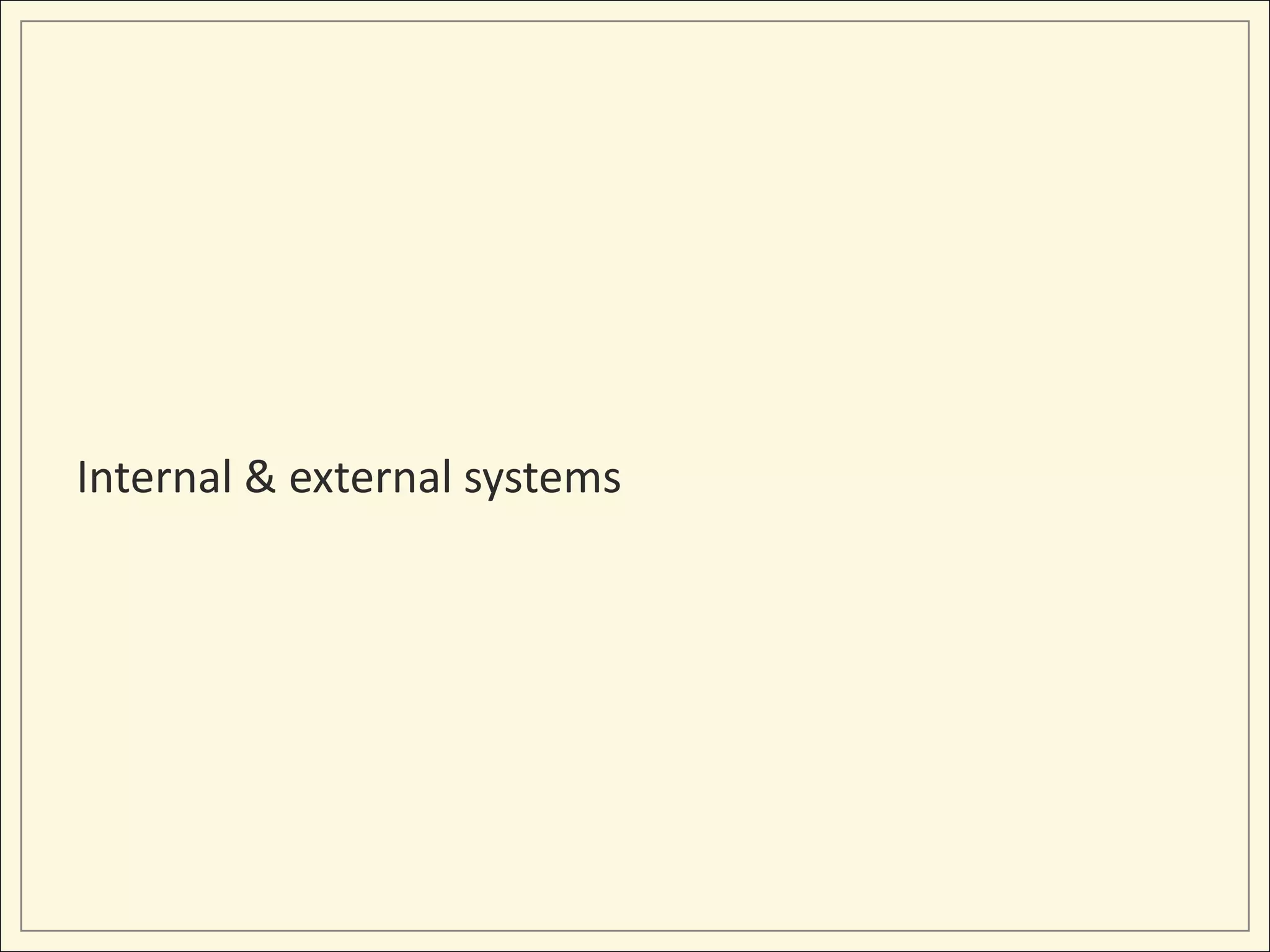 Internal & external systems
 