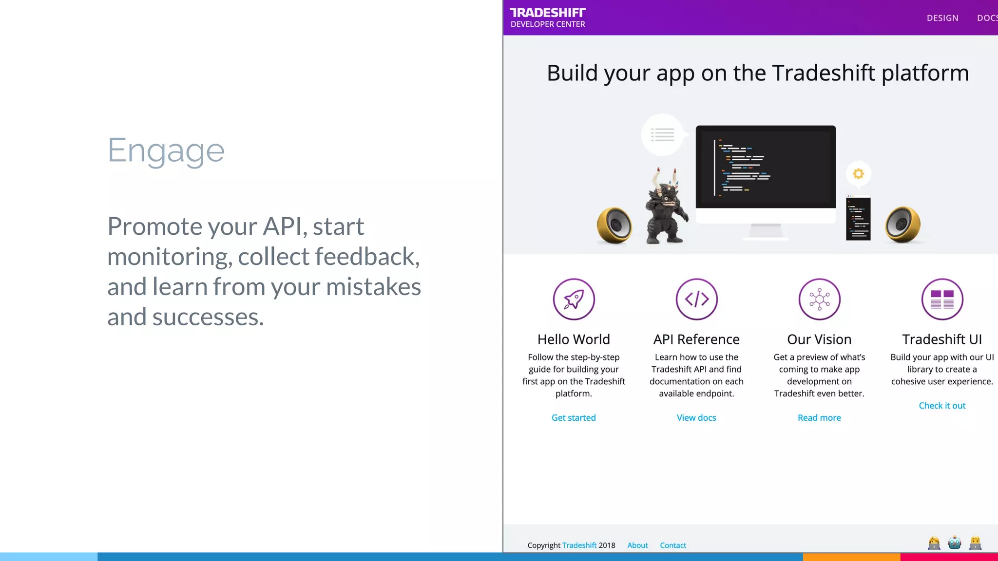 Engage
Promote your API, start
monitoring, collect feedback,
and learn from your mistakes
and successes.
29
 