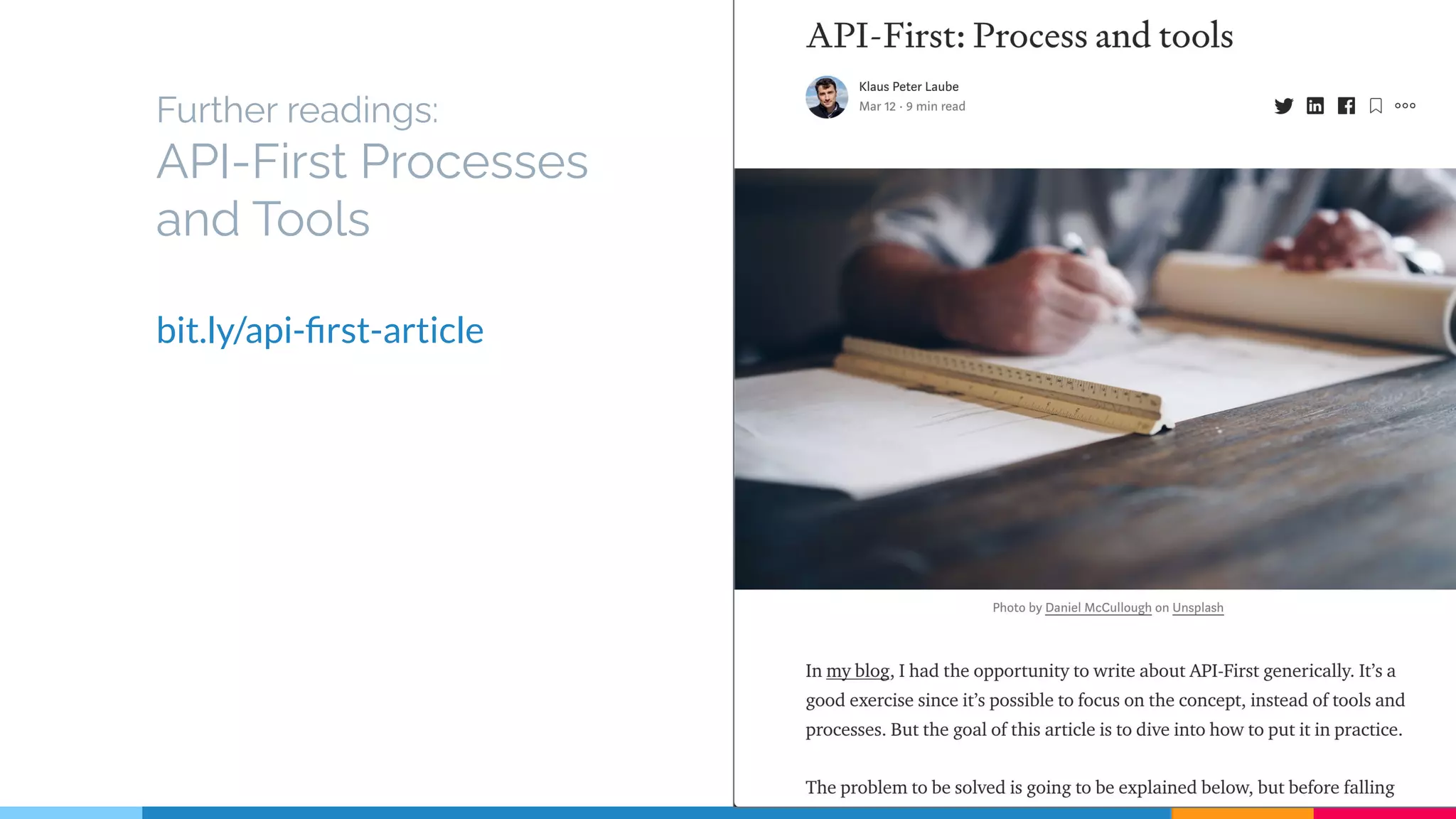 Further readings:
API-First Processes
and Tools
bit.ly/api-ﬁrst-article
31
 