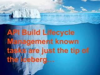 API Build Lifecycle 
Management known 
tasks are just the tip of 
the iceberg… 
©2014 Apigee Corp. All Rights Reserved. 
 