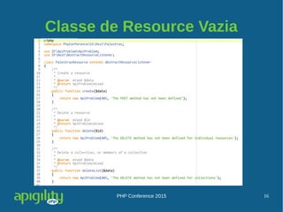PHP Conference 2015 16
Classe de Resource Vazia
 