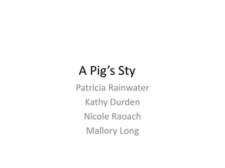 A Pig’s Sty
Patricia Rainwater
  Kathy Durden
  Nicole Raoach
  Mallory Long
 