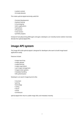apihub.digital: A Modern API Ecosystem for Developers and Startups | PDF