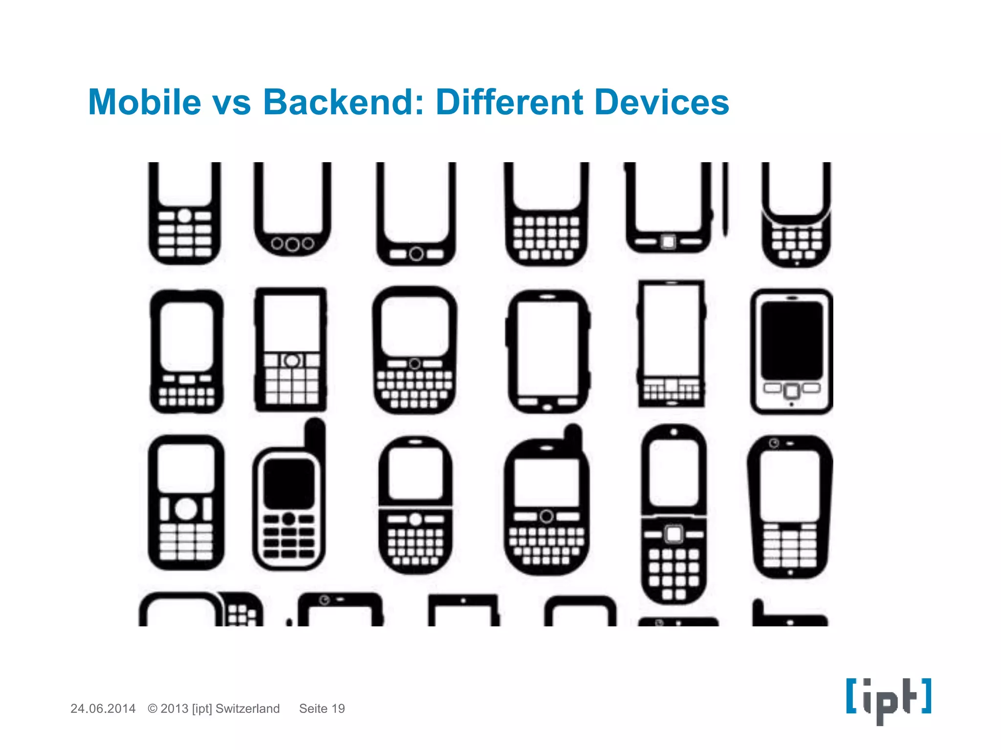 24.06.2014 Seite 19© 2013 [ipt] Switzerland
Mobile vs Backend: Different Devices
 