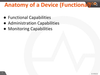 **
Anatomy of a Device (Functional)
● Functional Capabilities
● Administration Capabilities
● Monitoring Capabilities
 