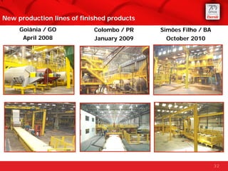 New production lines of finished products
     Goiânia / GO           Colombo / PR    Simões Filho / BA
      April 2008  ...