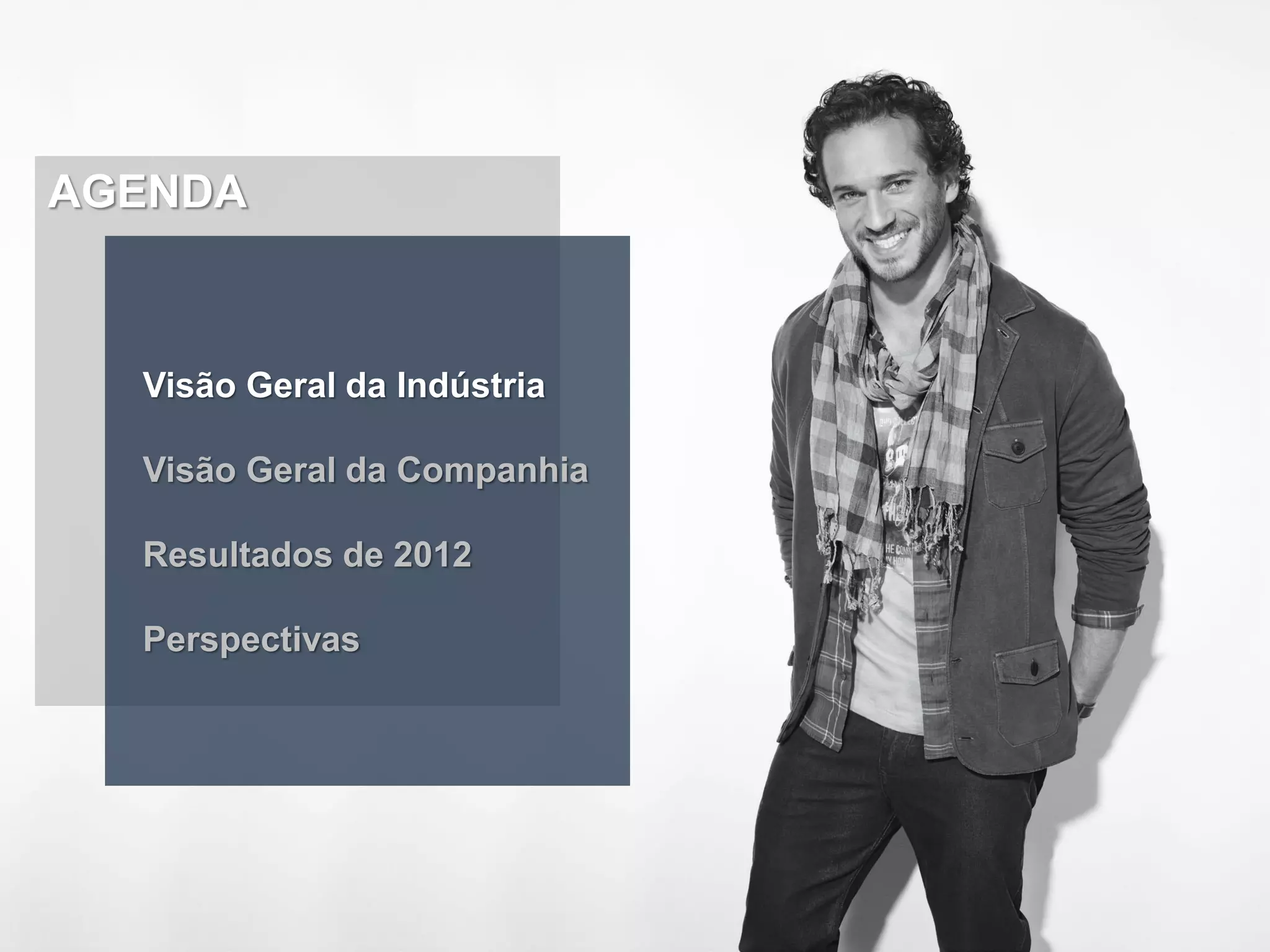 AGENDA



  Visão Geral da Indústria

  Visão Geral da Companhia

  Resultados de 2012

  Perspectivas
 