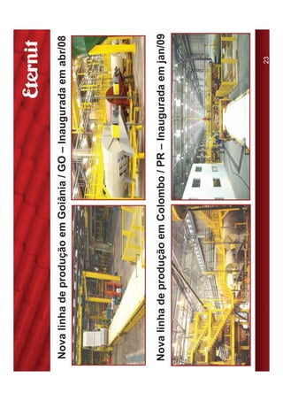 Nova linha de produção em Goiânia / GO – Inaugurada em abr/08




Nova linha de produção em Colombo / PR – Inaugurada em jan/09




                                                       23
 