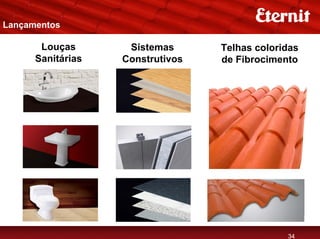 Lançamentos

       Louças       Sistemas      Telhas coloridas
      Sanitárias   Construtivos   de Fibrocimento




                                               34
 