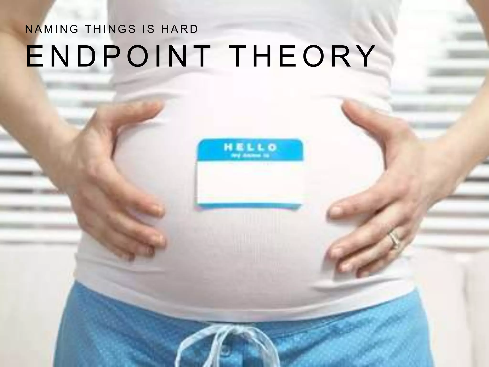 E N D P O I N T T H E O R Y
N A M I N G T H I N G S I S H A R D
 