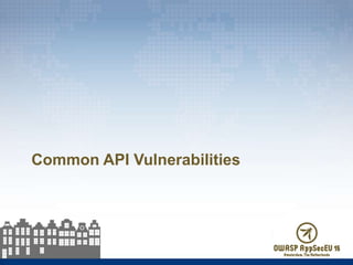 Common API Vulnerabilities
 