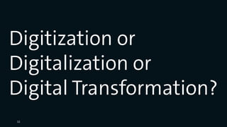 Digitization or
Digitalization or
Digital Transformation?
32
 