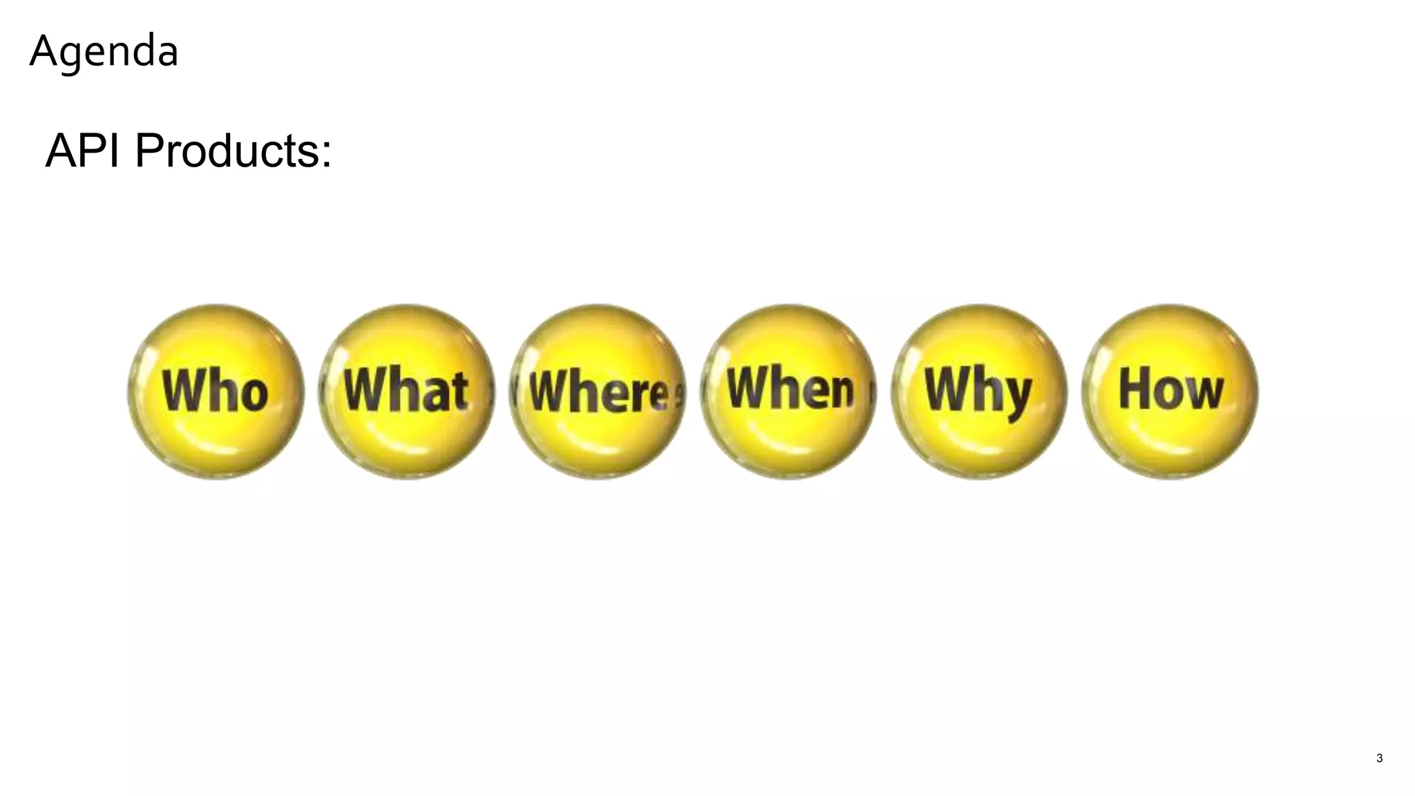 Agenda
3
API Products:
 