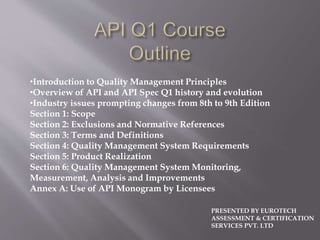 Api q1 9th edition training program | PPTX