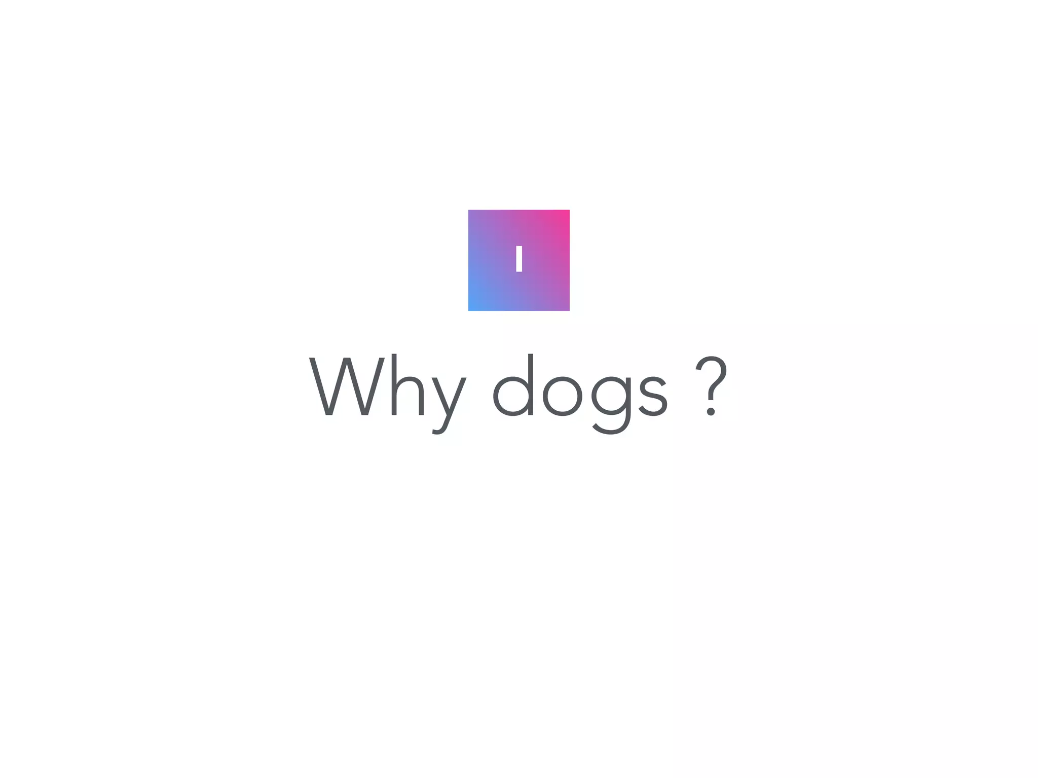 I 
Why dogs ? 
 