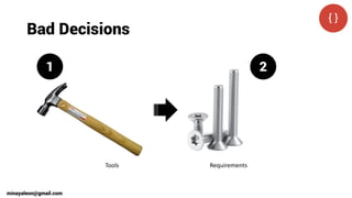 Bad Decisions
minayaleon@gmail.com
1 2
RequirementsTools
 