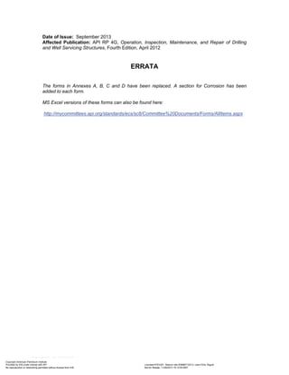 Sc8 Forms API RP 4G. 2013. operation inspection maintenance | PDF