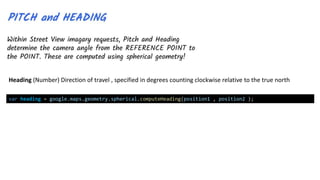 var heading = google.maps.geometry.spherical.computeHeading(position1 , position2 );
Heading (Number) Direction of travel , specified in degrees counting clockwise relative to the true north
 