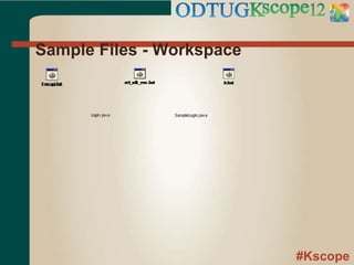 #Kscope
Sample Files - Workspace
Login.java SampleLogin.java
 