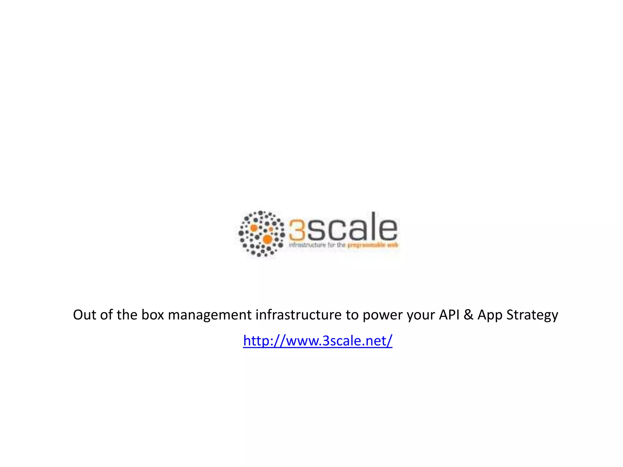 Out of the box management infrastructure to power your API & App Strategyhttp://www.3scale.net/